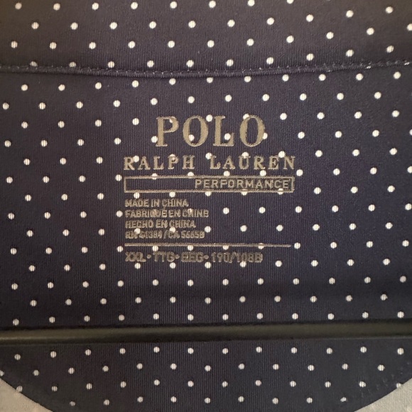 Polo Ralph Lauren Performance Navy Blue Polka Dot Polo Shirt XXL Golf Classic - Picture 3 of 6